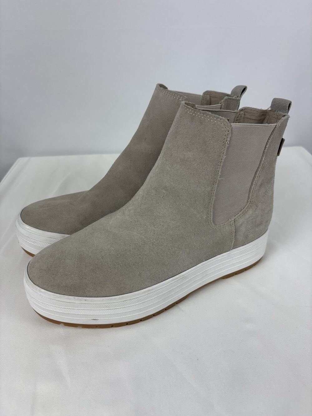 Keds The Platform Chelsea High Top Sneakers Boots Grey Taupe Suede 8